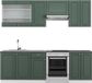 Vicco Fame-Line Unité de cuisine complète – 240 cm, WB anthracite vert-or style champêtre/blanc