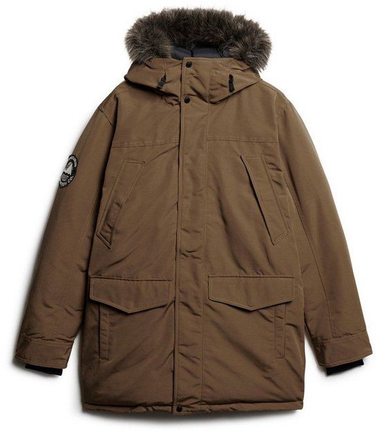 Superdry Everest Parka Jas Met Imitatiebont Heren M Kangaroo Brown