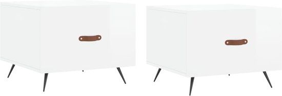 vidaXL Salontafels 2 stuks 50x50x40 cm bewerkt hout hoogglans wit