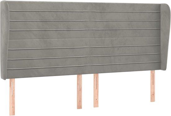 vidaXL Hoofdbord met randen fluweel lichtgrijs 163x23x118/128 cm