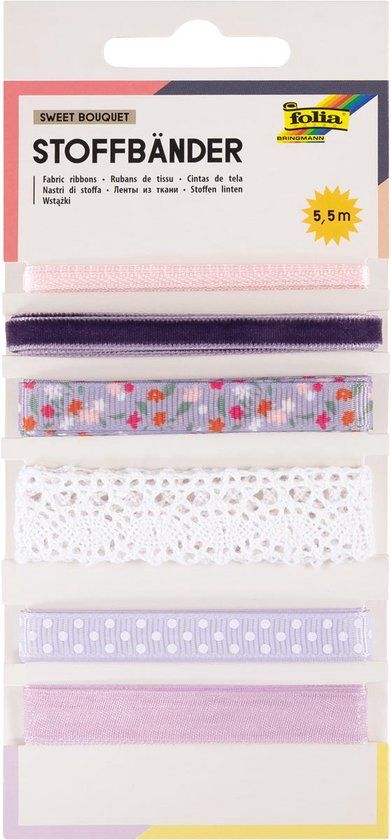 Folia stoffen linten - Sweet bouquet - 6 kleuren - 5,5 m