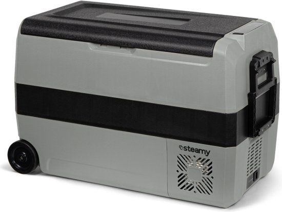 Steamy-E Dual Zone Roller Elektrische Compressor Koelbox Op Wielen - 44 liter - 12V en 230V - voor auto en camping - Grijs