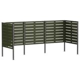 vidaXL Écran de poubelle 249 x 85 x 113 cm Acier vert olive