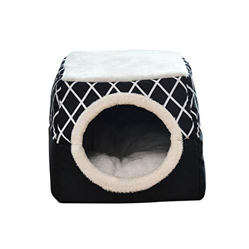 Rainandsnow kattenbed huisdier nest werp gesloten warme winter hondenhut sofa huiskussen kat huisdier producten, zwart, L