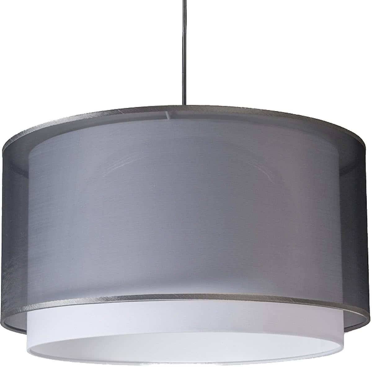 QAZQA Pendel 47 R Hanglamp met lampenkap 1 lichts H 1150 mm zwart