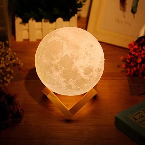 Uten 3D Maanlamp - LED Nachtlampje - USB Oplaadbaar - Dimbaar - Geel/Warm Wit