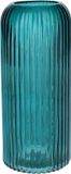Bellatio Design Bloemenvaas - petrol - transparant glas - 10 x 25 cm