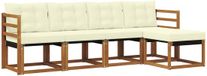 vidaXL - Bank loungeset - 5 zitplaatsen - Natuurlijk en crème - Acacia hout