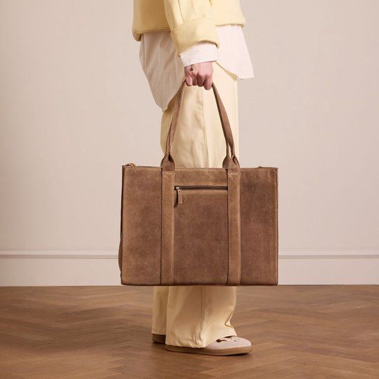 Manfield - Taupe suède shopper