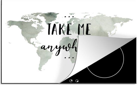 KitchenYeah® Inductie beschermer 77x51 cm - Wereldkaart - Take Me Anywhere - Inductiebeschermer