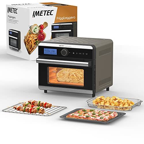Imetec FriggiLeggero, multifunctionele hete lucht friteuse, veel smaak, weinig olie, 12 programma‘s, snelle opwarming, 18 l, 1550 W, digitale bediening, mandje, grill, bakplaat, kookboek