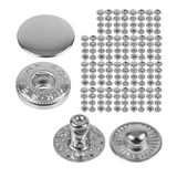 Your Day Mate Naaivrije drukknopen, Ø 15 mm, 20 paar, zilverkleurig, set zonder gereedschap, stoffen clips voor doe-het-zelf, drukknop met ringveer-sluiting, metalen reparatieteknoppen, reserveknoop