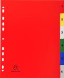 Exacompta 20x Tabbladen met bedrukte tabs in gekleurde PP - 6 tabs - 1 tot 6 - A4 maxi - Geassorteerde felle kleuren - 2506E