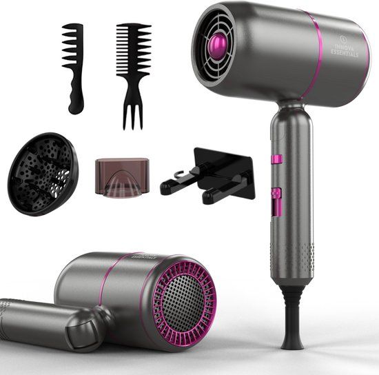 Innova Essentials - Föhn met diffuser 2000W - Ionische Haardroger - Inklapbaar - Grijs