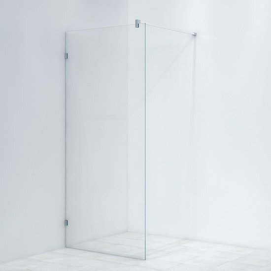 Saniclass Bellini inloopdouche met scharnierbevestiging 90x200cm 8mm veiligheidsglas anti kalk chroom WALKINFIXCONNECT-90 chroom