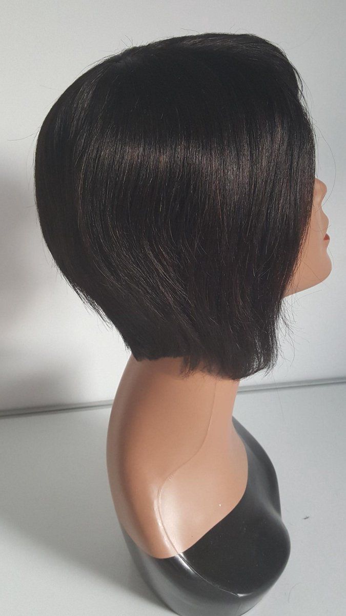 Frazimashop Braziliaanse Remy pruik 12 inch steil haren - Braziliaanse pruik - real human hair - echt mensenhaar - none lace wig
