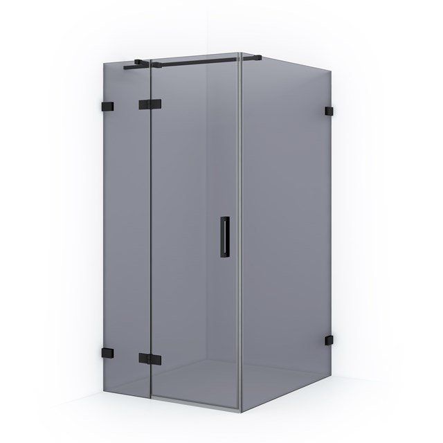 Maxaro Douchecabine Diamond 120x100cm 8mm Rookglas Veiligheidsglas Mat Zwart