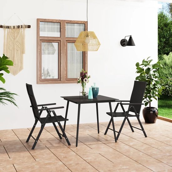 The Living Store Tuinmeubelset - PE-rattan - Zwart - 80 x 80 x 74 cm - 2 stoelen