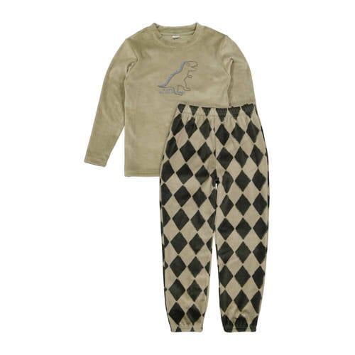 Quapi fleece pyjama met geruite print groen