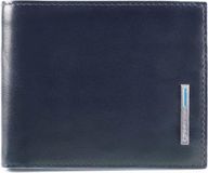 PIQUADRO Leren Portemonnee Blue Square Wallet with Flip RFID Blu Notte Blauw