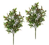 Kunstlaurierstruik met bessen, eucalyptus, maretak, tak, eucalyptus, bloemen, kerstdecoratie, struik, kunstbloem, kunsttak, steelbloem, decoratie, kransen, decoratie voor slinger, krans