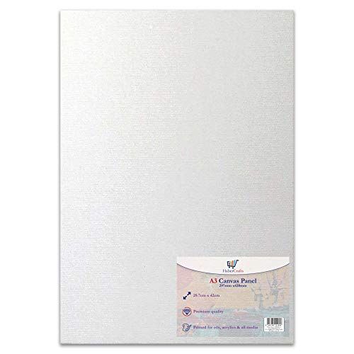 Habercrafts A3 Canvas Panel - Blank Canvas Board - Primed - 100% Cotton - White - A3 (297 x 420mm) - 1 Board
