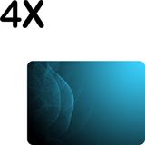 BWK Collections Placemat Set - Blue Wave Design - 4 Pack - 35x25cm - Plastic