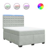 vidaXL Boxspringbed met matras, fluweel, lichtgrijs, 140x190 cm