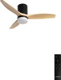 Create Stille 40W Plafondventilator met Licht en Afstandsbediening - Zwart / Licht houtlook - 112 cm
