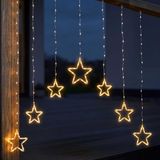 Spetebo Lichtgordijn 7 sterren 136 LED warm wit met timer - 120 cm