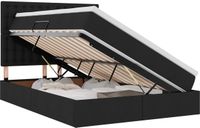vidaXL LED Opbergbed met Matras Zwart 140 x 190 cm Stof
