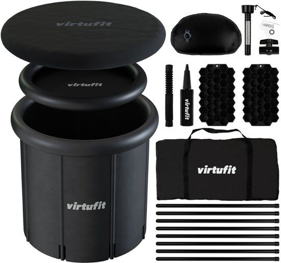 VirtuFit IJsbad XXL - 375 Liter - Antraciet - Opblaasbaar - Inclusief accessoires