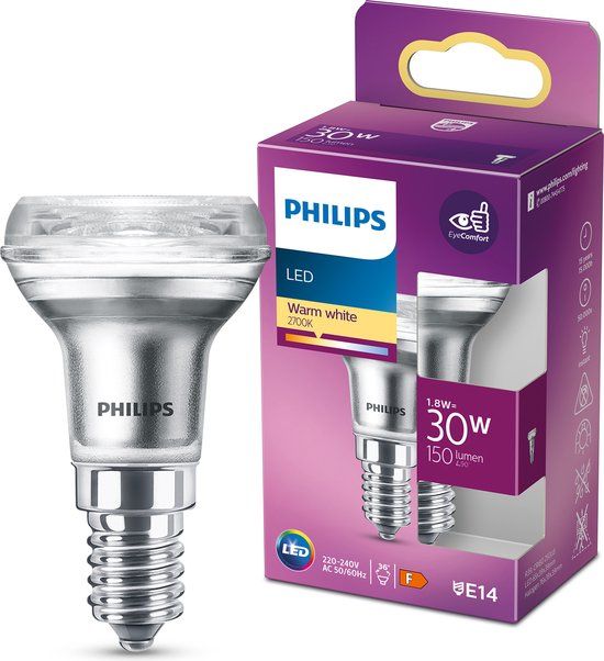 Philips LED Reflector E14 - 1.8W - Warm Wit Licht