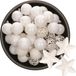 Boules de Noël et ornements étoiles - 43x pièces - plastique - blanc