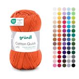 Gründl Cotton Quick Uni wol - fijne haakwol - breigaren - haakgaren - glanzend en huidvriendelijk - 100% katoen - 1 bol van 50 g / 125 m - naalddikte 3-4 - rood