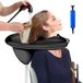 Baignoire de lavage de cheveux portable en PVC pour utilisateurs de fauteuils roulants et femmes enceintes - Station de lavage de cheveux pliable au lit - Ensemble de soins capillaires - Noir