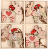 Merkloos / Sans marque G. Wurm Gmbh + Co. Kg Kersthangers - 8x - hout - rendieren - 6 x 5 cm - kerstboom ornamenten