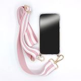 Transparante Samsung Transparante beschermhoes voor Samsung Galaxy S20 FE / S20FE met omhangkoord/omhangkoord/verstelbare telefoonkabel, stof, roze/wit