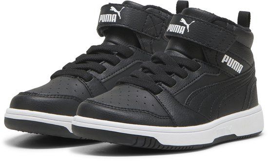 PUMA Rebound V6 Mid WTR AC+ PS Kinderen Sneakers - Puma Black-Puma White - Maat 28