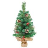 Mini kerstboom, 60 cm tafelblad kerstboom ornamenten met dennenappels en rode bessen decoratie voor Kerstmis, huis, keuken, eettafel decor