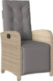 vidaXL Tuinstoel verstelbaar met voetensteun polyrattan gemengd beige