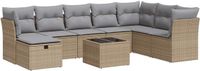 vidaXL 9-delige loungeset met kussens, polyrattan, beige