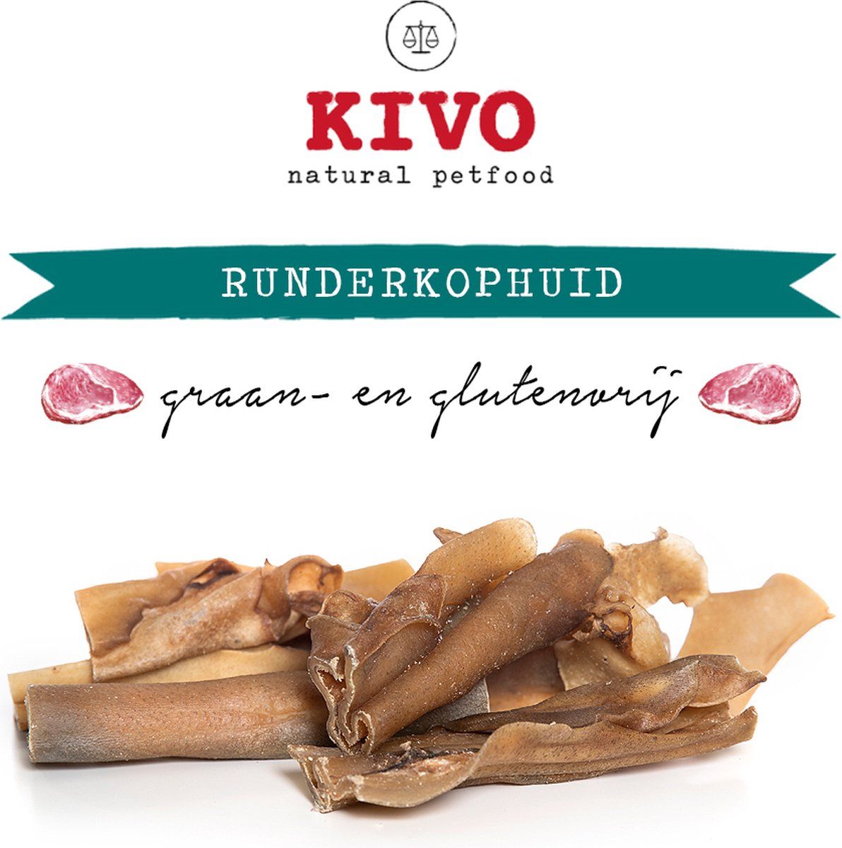 Kivo Petfood Hondensnack Runderkophuid gezaagd 2x 500 gram - Graanvrij en Glutenvrij