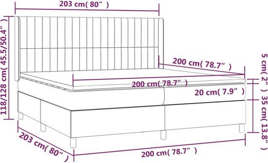 vidaXL Boxspring met matras stof taupe 200x200 cm