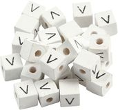 Creativ Company Letterkralen - Hout - Wit - 8x8 mm - 25 Stuks