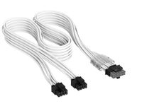 CORSAIR Elite Premium Type 5 Individueel Omhulde 2x 8-Pins naar PCIe 12V-2x6 600W PSU-Kabel – Drievoudige mesh paracord-omhulling, compatibel met Corsair Type 5 PSU's –Wit