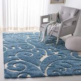 Safavieh Chester Shag tapijt, crème/beige, 99 x 160 x 5,0 cm-p, polypropyleen, lichtblauw/crème, 3'3" x 5'3"