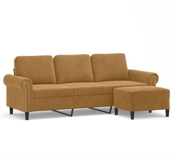 vidaXL Driezitsbank met voetenbank 180 cm fluweel bruin