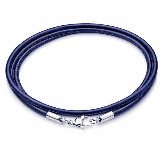 LGT JWLS LGT Jewels leren koord ketting blauw 2mm-60cm