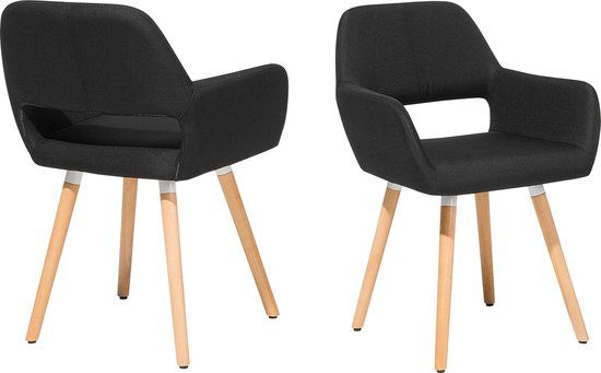 Beliani CHICAGO Eetkamerstoel - Zwart - Set van 2 - Retro & Vintage